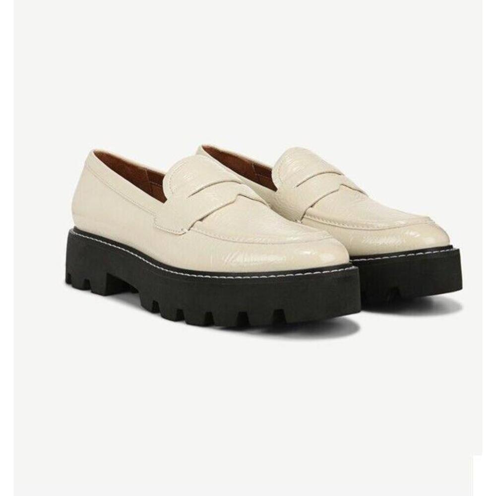 Franco Sarto Cassandra Loafer Size 9 Ivory Patent Lug Sole Penny Loafers